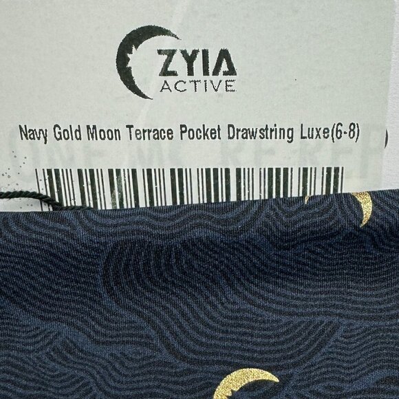 NWT - Zyia Gold Moon Navy Terrace Pocket Drawstring Leggings Luxe (7/8) Size 6-8 - Picture 7 of 9